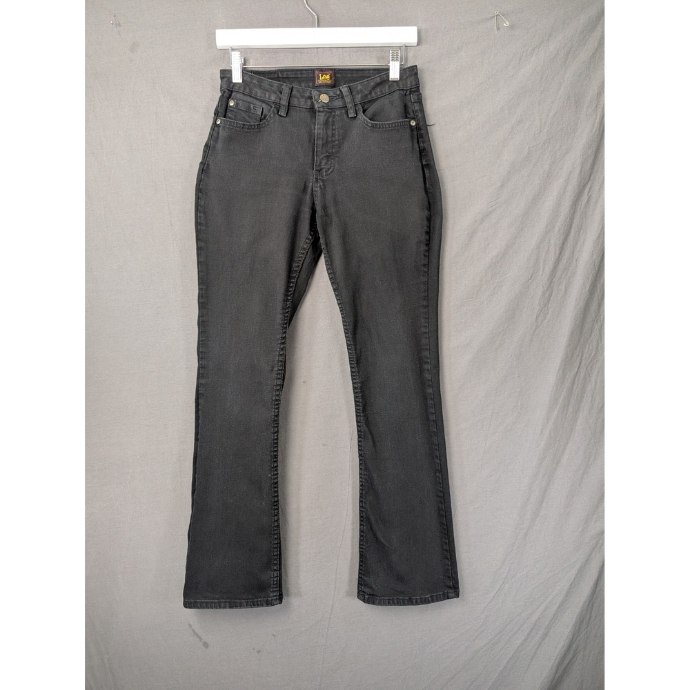 Lee‎ Womens Mid Rise Bootcut Jeans Black Denim Stretch 4M